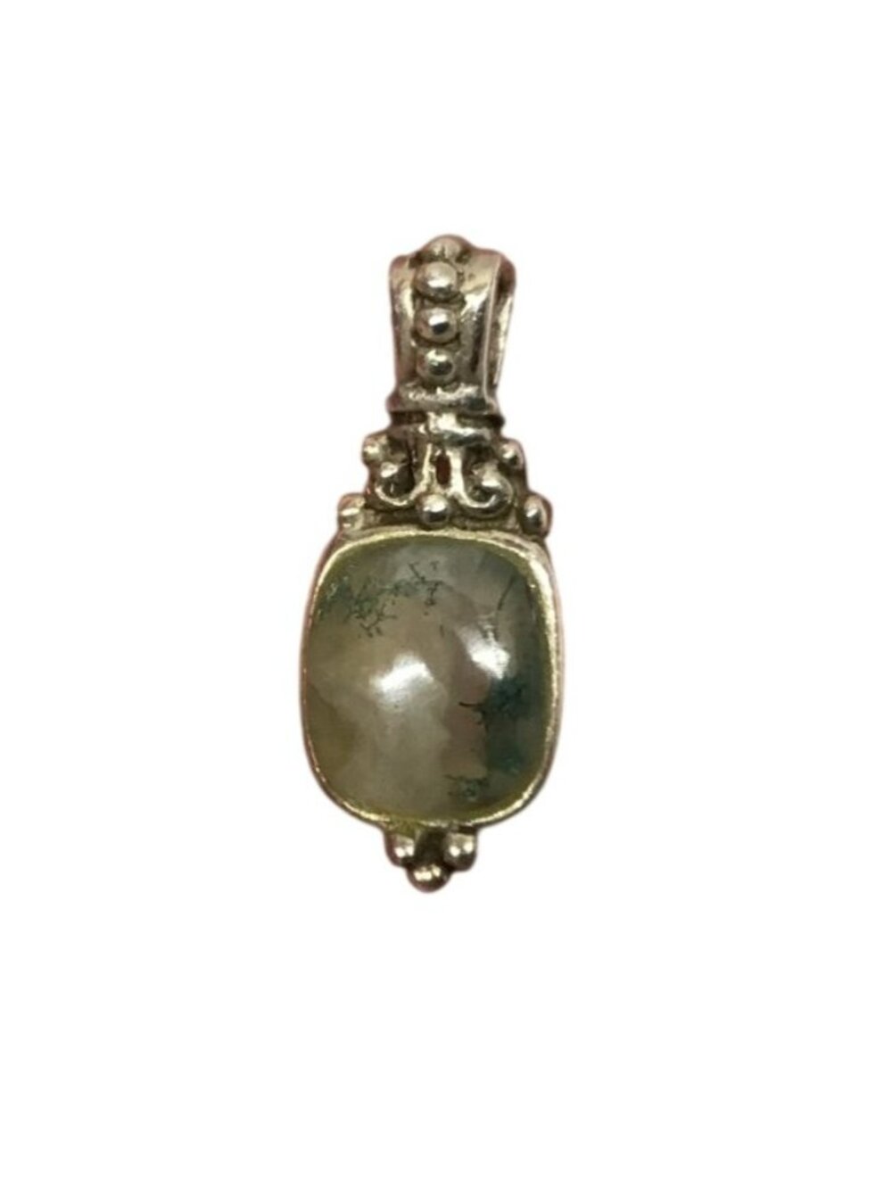 Sterling Silver Vintage Aquamarine Gemstone Ornate Pendant